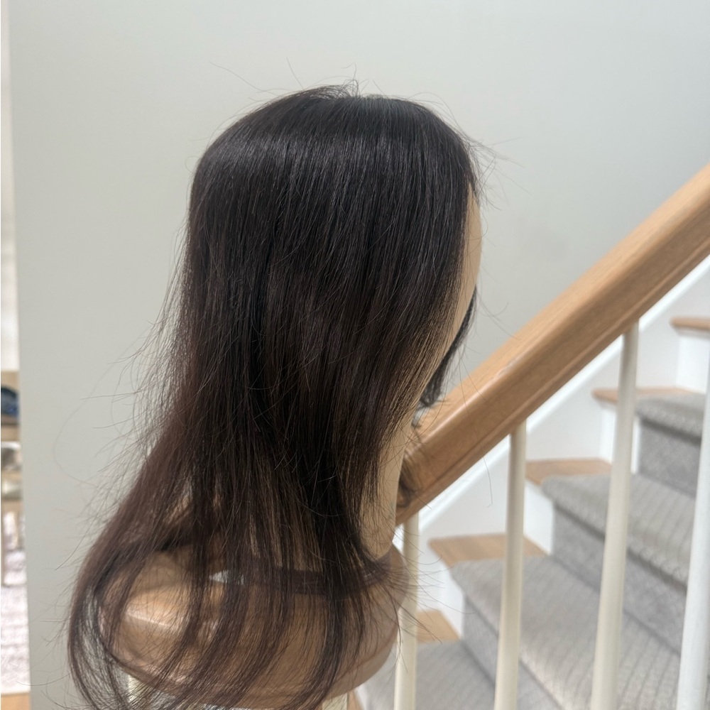 Dark brown human hair topper